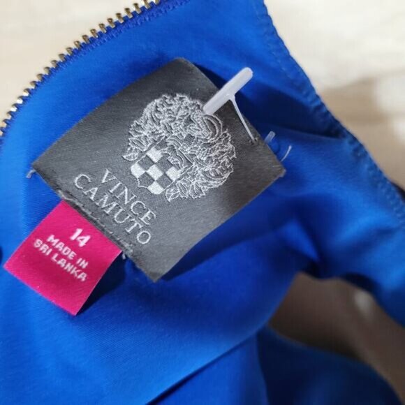 Vince Camuto Blue and Black Chevron Striped Dress - Size 14 - Picture 5 of 9